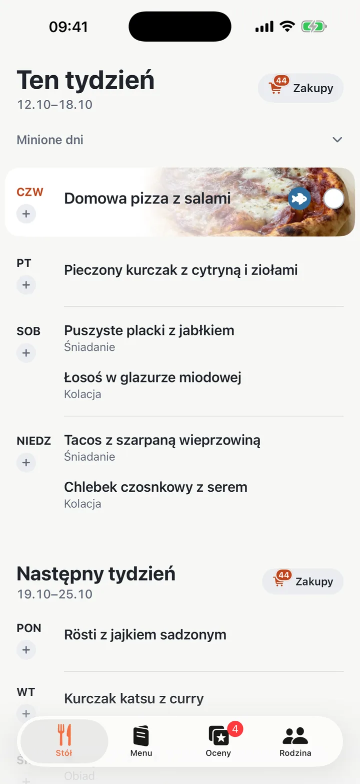 Yadlo z zaplanowanym tygodniem rodzinnych obiadów